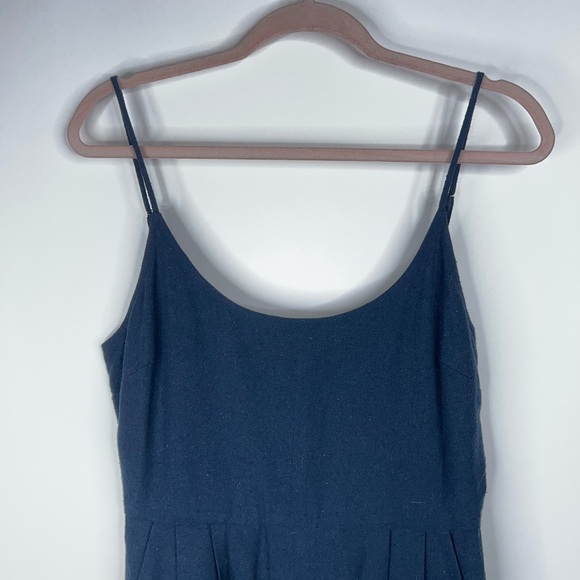 Jenni Kayne Rove Dress Silk Navy Blue Midi Dress Pockets Textured Classic Small - Picture 2 of 12